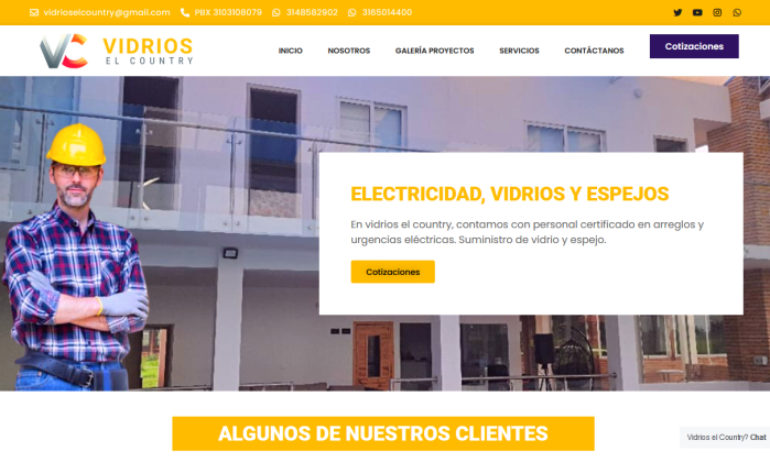 Cliente satisfecho por el diseño del sitio web y posicionamiento SEO - Vidrios el Country